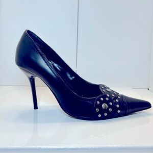 Paprika Black High Heels with Studded Design